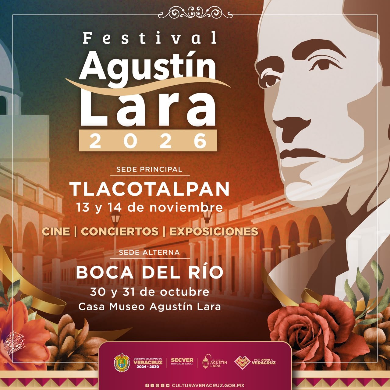 Invita SECVER al Festival Agustín Lara en Tlacotalpan y Boca del Río, los días 13 y 14 de noviembre